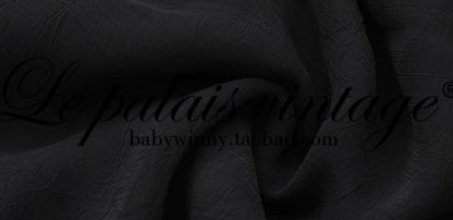 Le Palais Vintage Luxury Black Deep V-Neck Mesh Long Sleeve Top + Long Skirt-LING.