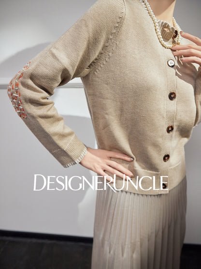 DGU "Twilight" khaki knitted sweate women's fur versatile slimming top - Carla.