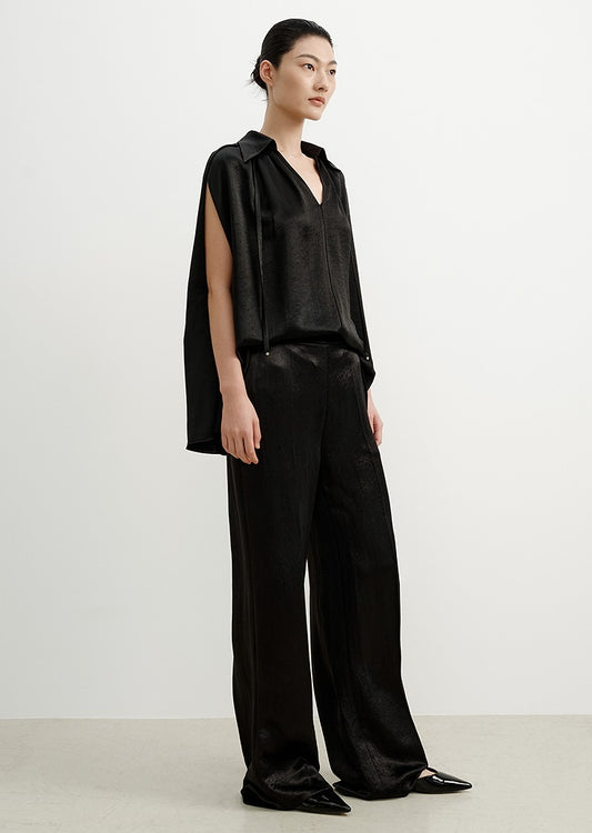 COMME MOI  women's cape shirred drape chic top - HANNAH.