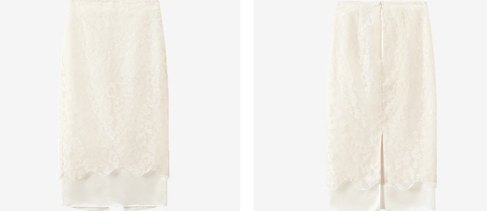 COMME MOI  silk embroidered white skirt - ABBA.