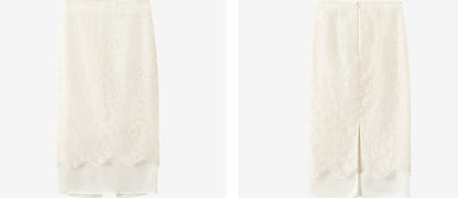 COMME MOI  silk embroidered white skirt - ABBA.