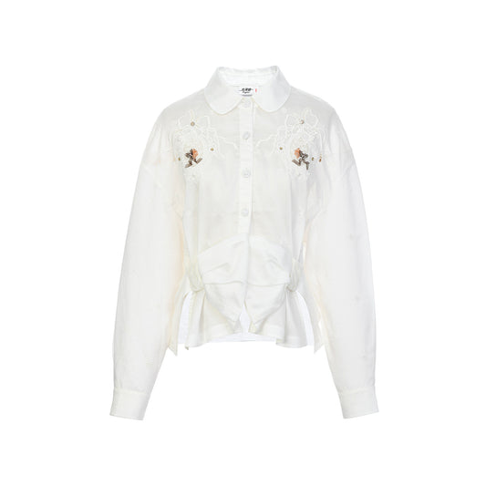 FAME rococo embroidered beaded temperament long-sleeved shirt - ELIJAH