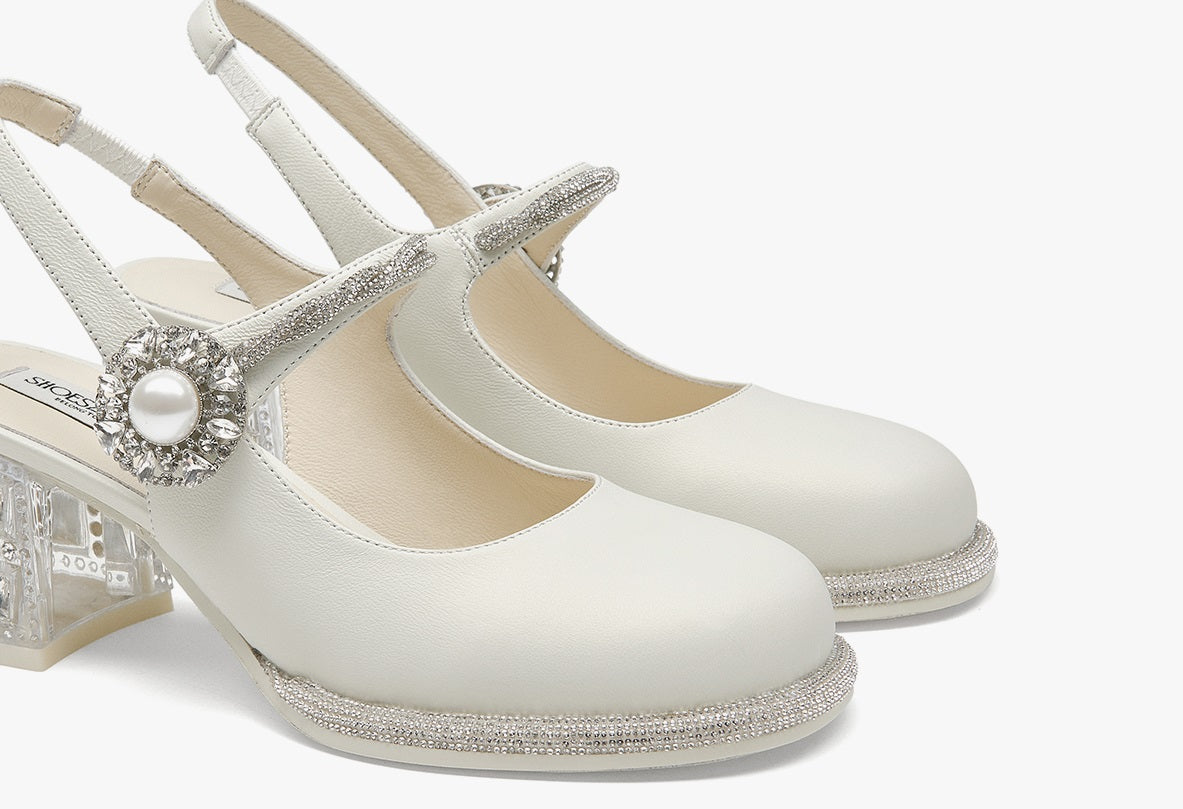 SHOESZOOO Maryjane Rhinestone Round Toe Block Heels - WISDOM.