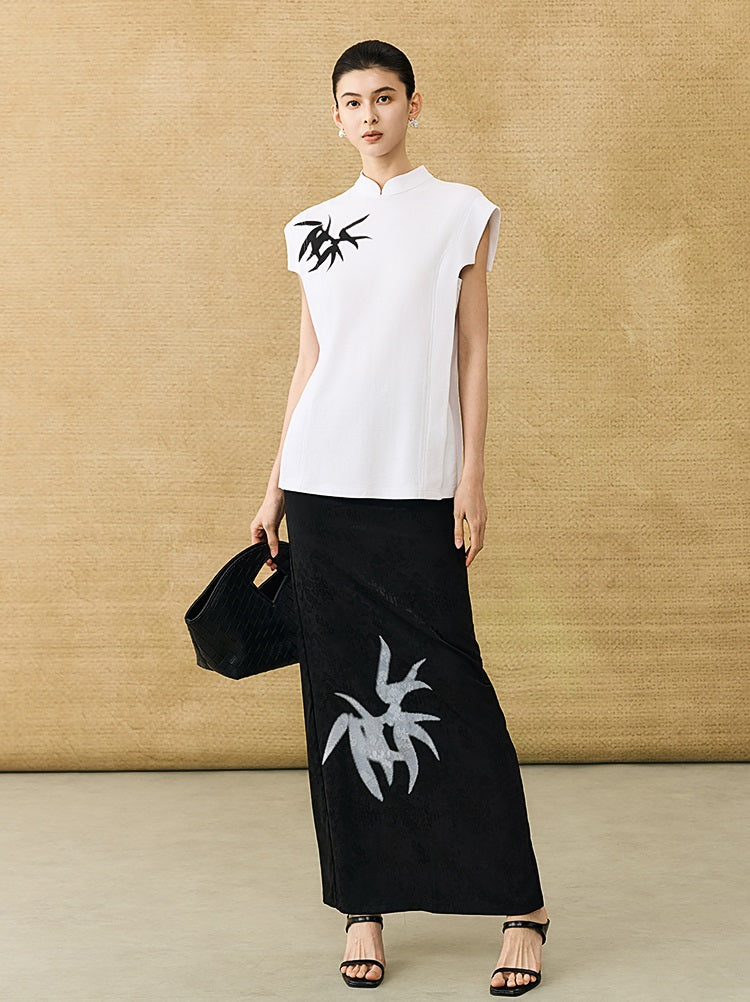 HECO Chinese Bamboo Leaf Print Short Sleeve T-Shirt - CHASE.