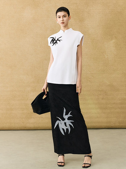 HECO Chinese Bamboo Leaf Print Short Sleeve T-Shirt - CHASE.