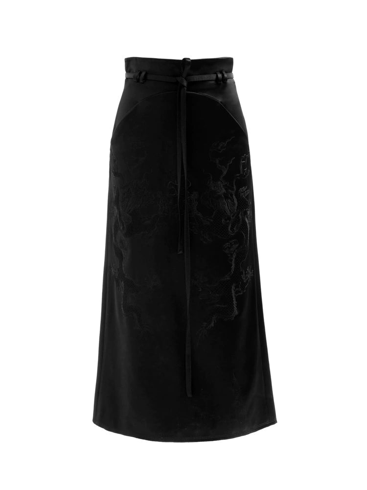 ZHUCHONGYUN  embroidered lace-up waist mermaid skirt--AEITSU.