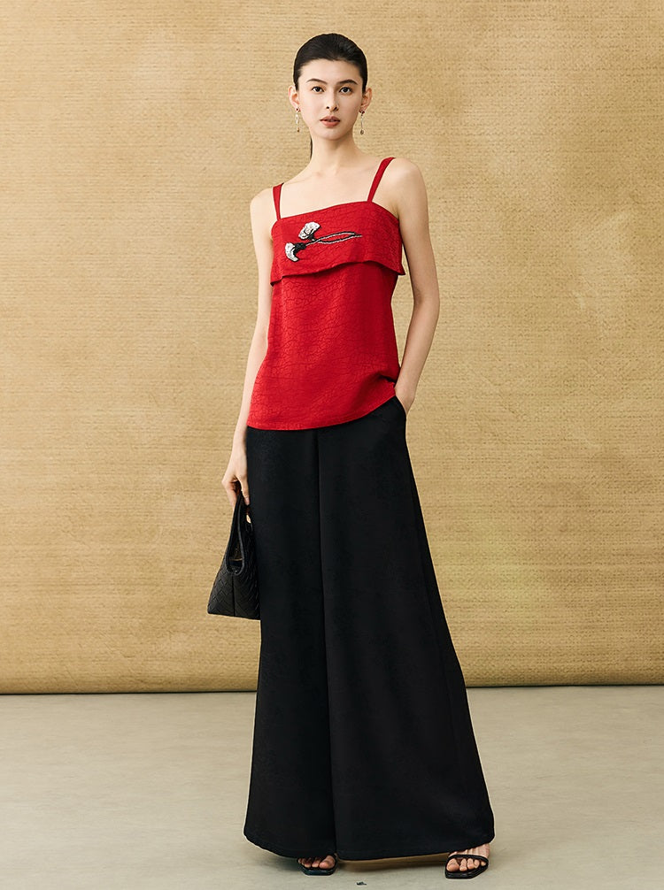 HECO Chinese style calla lily bead embroidered camisole  top - BENE.