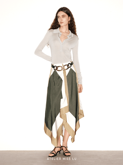 ATELIER MISS LU vintage style long sleeves ice feeling knit top - FORTUNE