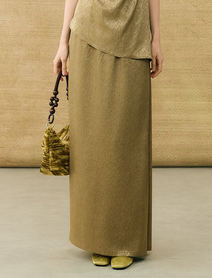 HECO Chinese Temperament Pearlescent High-Waisted High-End Texture Skirt - HELLS.