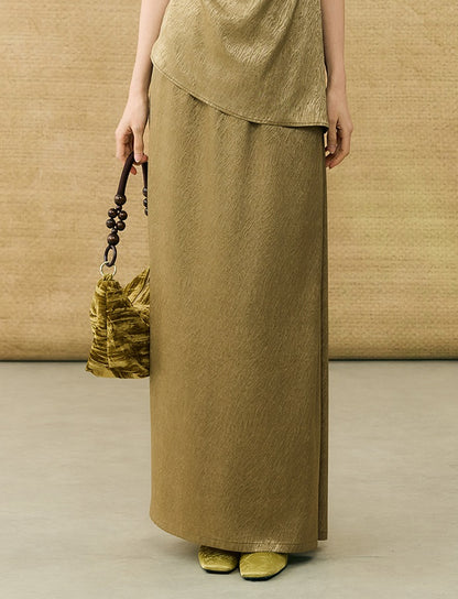 HECO Chinese Temperament Pearlescent High-Waisted High-End Texture Skirt - HELLS.