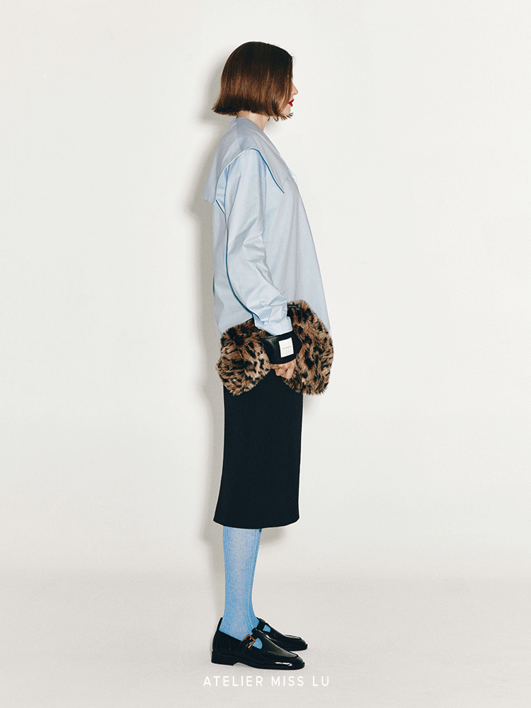 AtelierMissLu Fall/Winter 2024 Faux Fur Geometric Trapezoidal Wrist Bag - PRIME