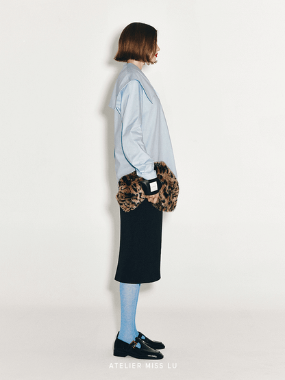 AtelierMissLu Fall/Winter 2024 Faux Fur Geometric Trapezoidal Wrist Bag - PRIME