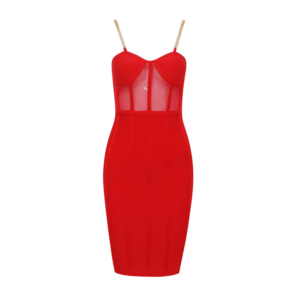 DOLLY Elegant Purple Sleeveless Corset Backless Hip Wrap Mesh Party Dress-BABA