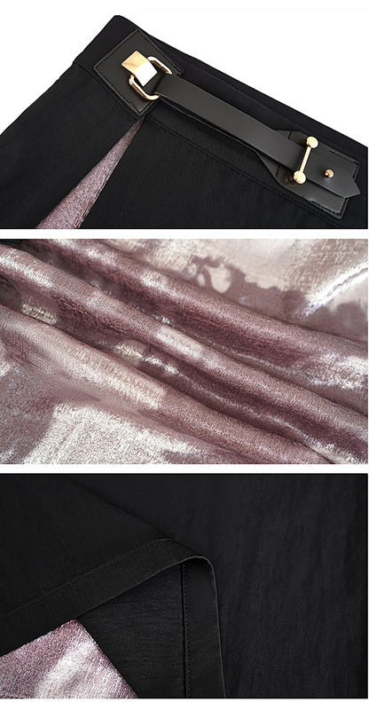 HECO Black Slit Summer High-waisted Long Skirt - MUSE.