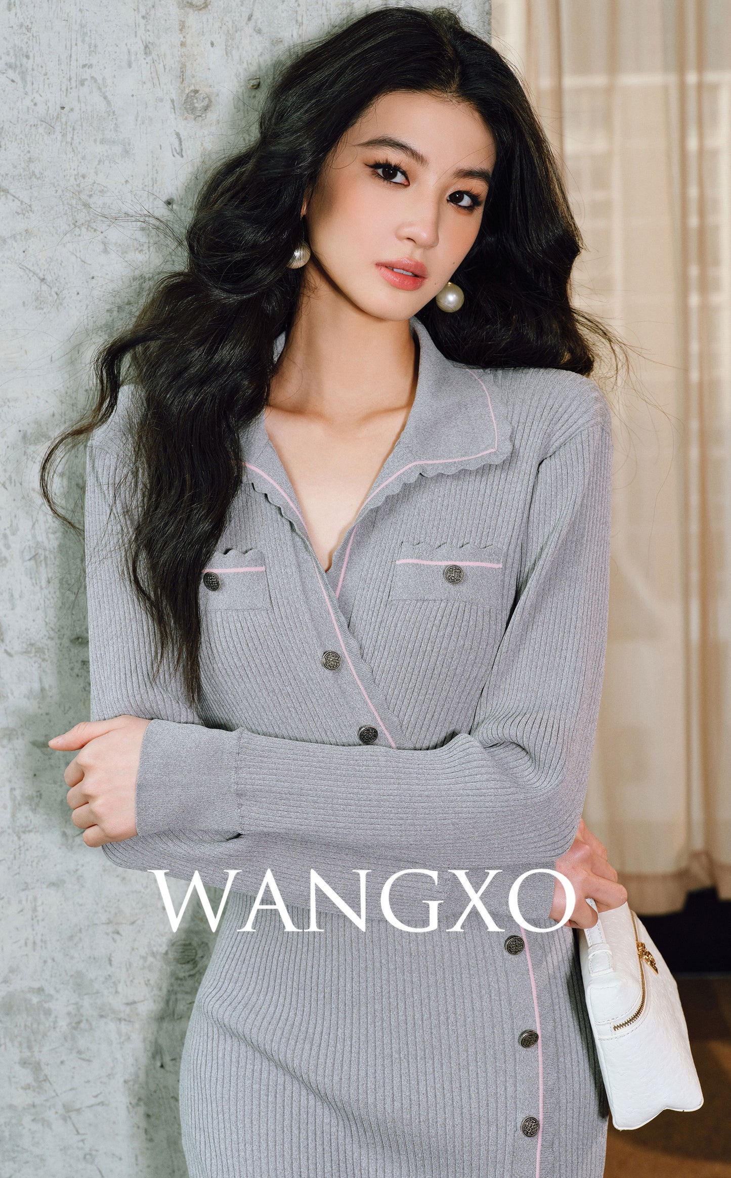 WANGXO | Custom Needle Matte Linen Stripes Slim Knitted Dress -SÉLI.