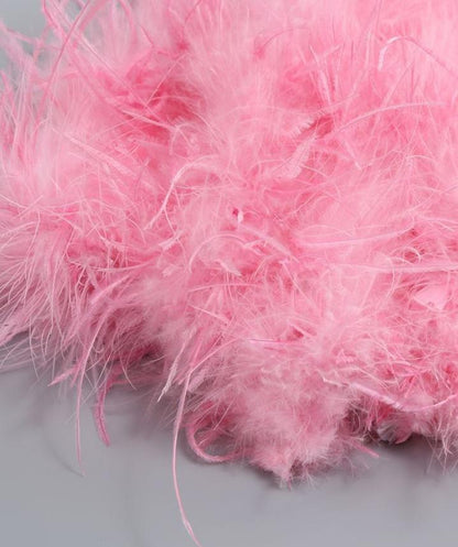 DOLLY Elegant Off Shoulder Fluffy Feather Tube High Waist Slim Fit Short Dress-FRANCES