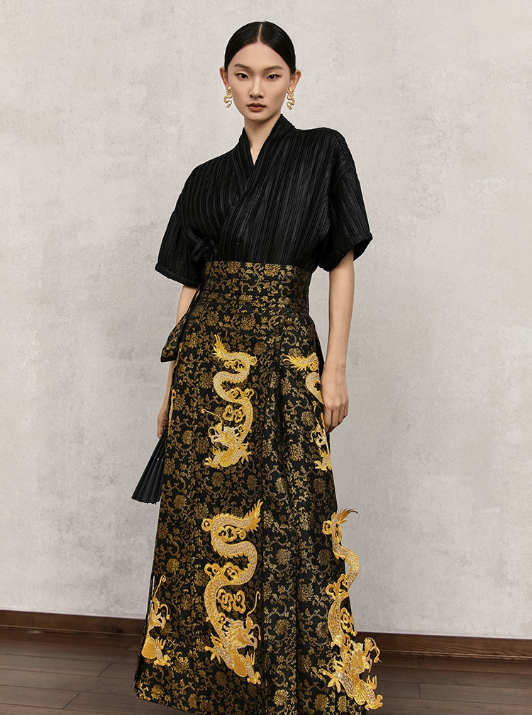 HECO Golden Dragon Year Horse Face High Waisted Skirt - allen.