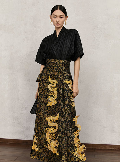 HECO Golden Dragon Year Horse Face High Waisted Skirt - allen.