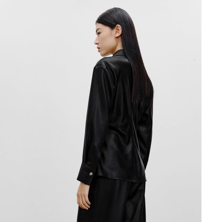 COMME MOI Lu Yan designer waist shirt triacetate commuter shirt top - NOVA.