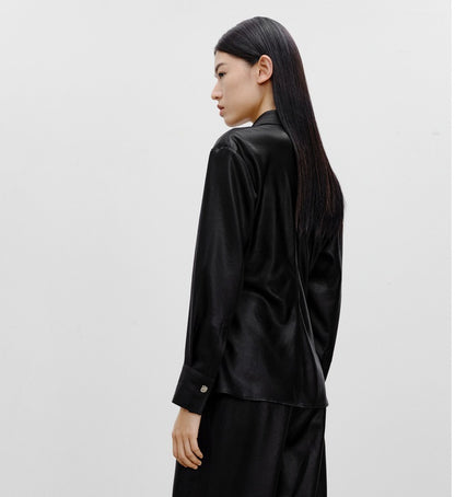 COMME MOI Lu Yan designer waist shirt triacetate commuter shirt top - NOVA.