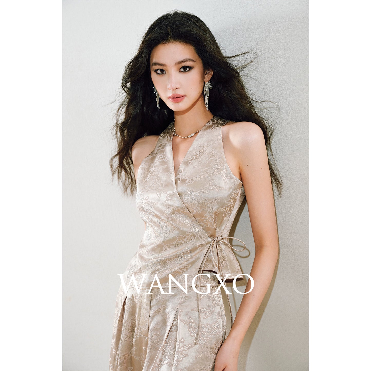 WANGXO  Cross-Strappy Top Relaxed Pants and Statement Silhouette Suits Set -ZAYA