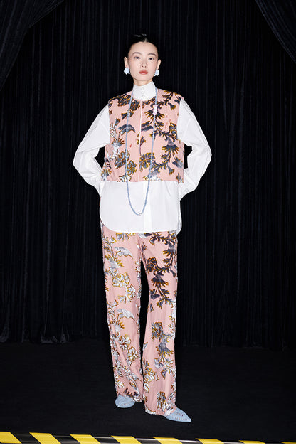 M essential Mackay designer blue velvet atelier beaded down vest - Nami.