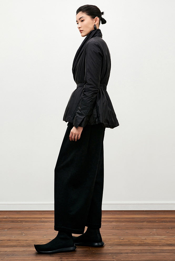 ZHUCHONGYUN placket black loose straight down jacket--ILLUMI.