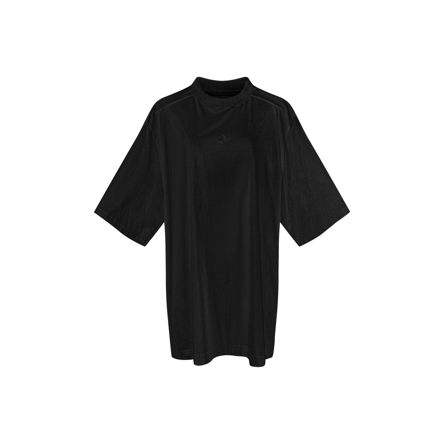 TUYUE embroidered loose black mercerized cotton moon T-shirt- DEAN.