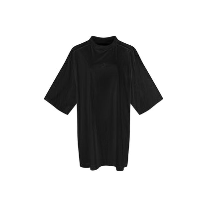 TUYUE embroidered loose black mercerized cotton moon T-shirt- DEAN.
