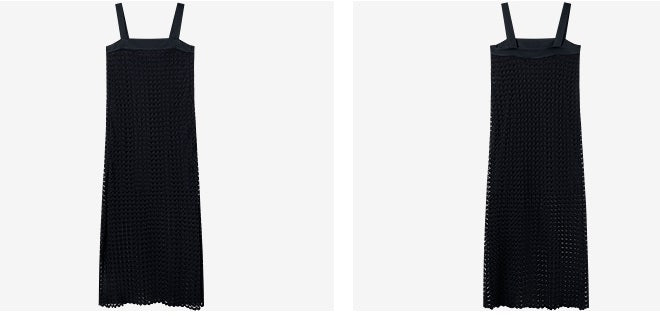 COMME MOI  women's black hollow sundress A-line skirt - RUBY.