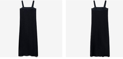 COMME MOI  women's black hollow sundress A-line skirt - RUBY.