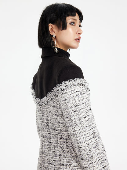 TINY IN tweed wool long sleeve coat-SAKI.