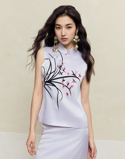 HECO sleeveless purple black white vest top women - waters.