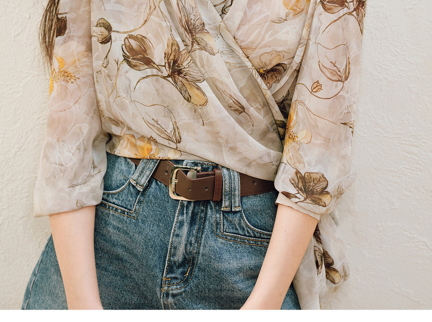 WANGXO | Silky Drape Smooth Georgette Vine-Inspired Geometric Print Entwined Twisted Shirt  -LYRA
