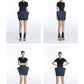 LEDI W structured high end knitted denim short sleeve short dress - Ofunms