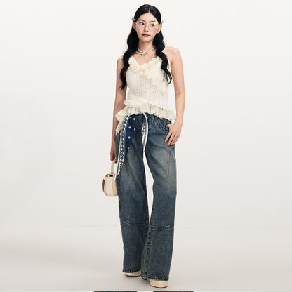 FAME Three-Dimensional Flower Lace Lace Suspender Top