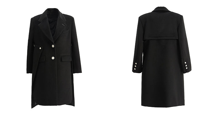 TINY IN Coat with large back hem and wool collar for women-ASHA