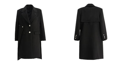 TINY IN Coat with large back hem and wool collar for women-ASHA