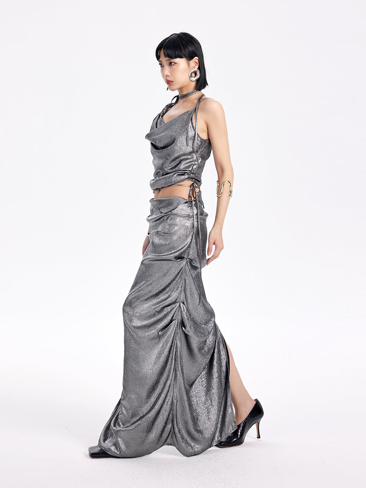 TINY IN two-tone pinch sexy long skirt -SAKUNA