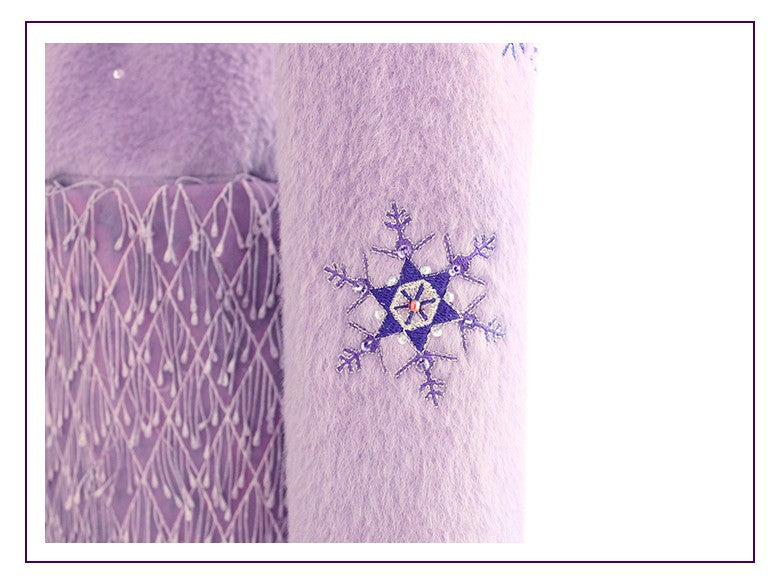 Magic Q's purple snowflake embroidered lace panels Albaka alpaca coat - Taro