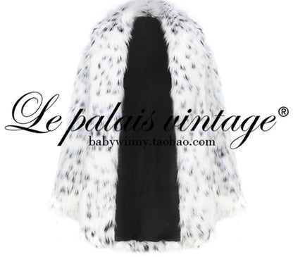 Le Palais Vintage  Black and White Dot Silhouette Fur Coats -DOE