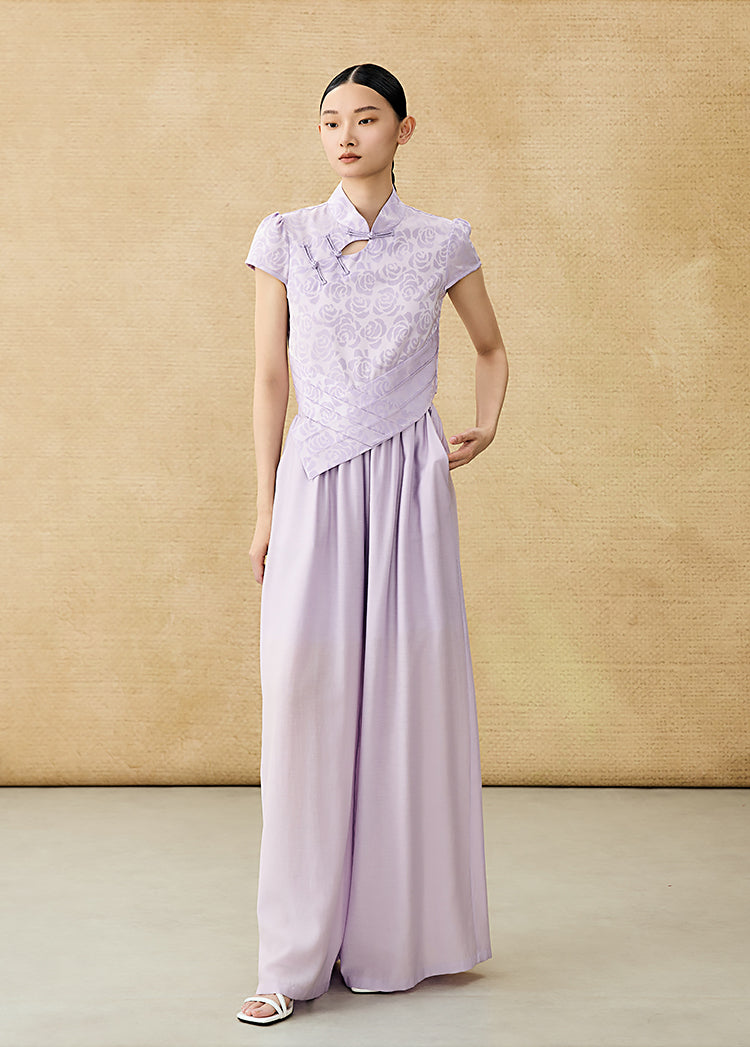 HECO Acetate High Waist Wide-leg Pants - TREY.