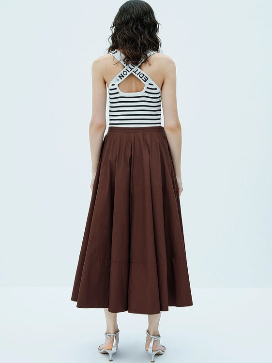 PIAOIN minimalist versatile A-line skirt female Hepburn style  -COLETTE