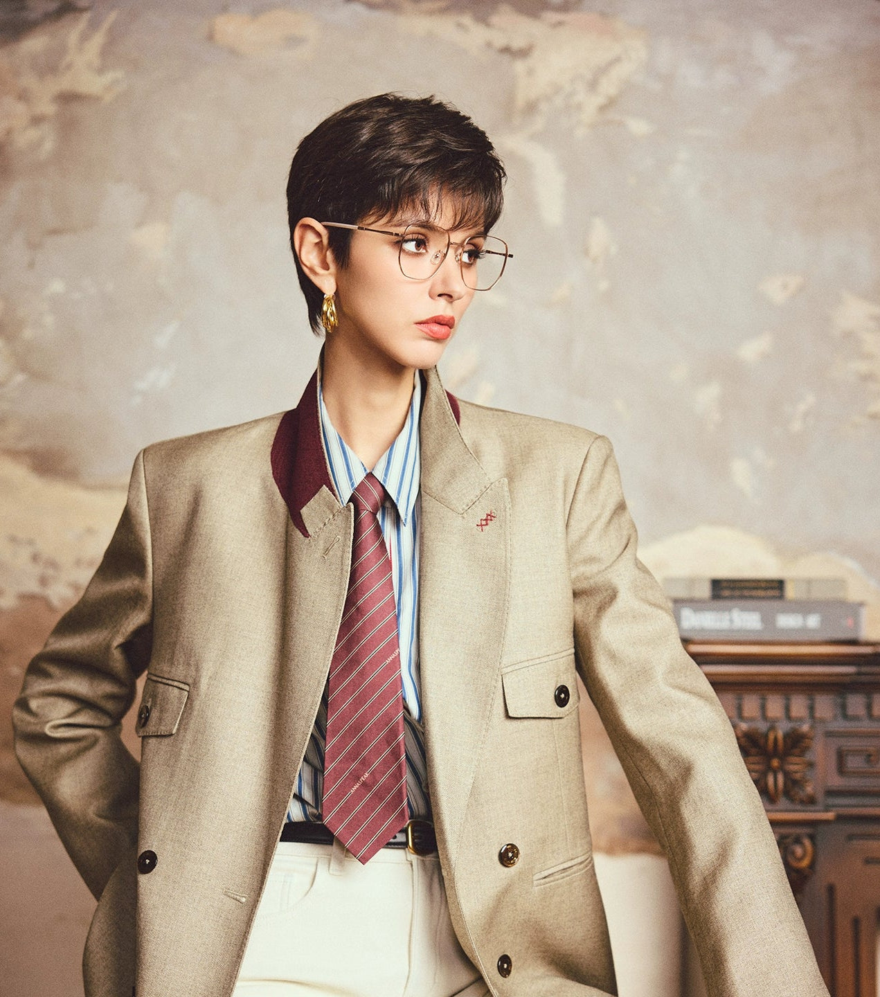 ANNASPEAK cotton up-and-down loose slimming striped long-sleeved long shirt-KILO.