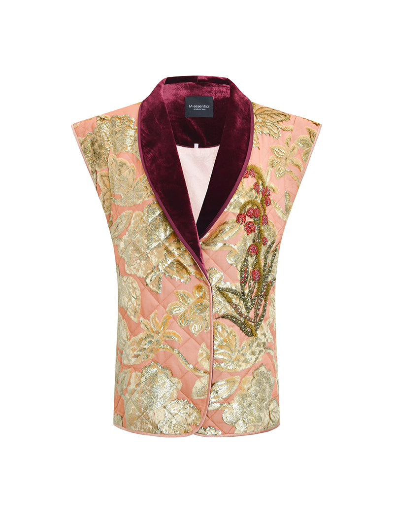 M essential Mackay designer embroidered quilted cotton gilet sequin long skirt-  lily of the valley