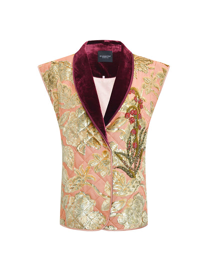 M essential Mackay designer embroidered quilted cotton gilet sequin long skirt-  lily of the valley