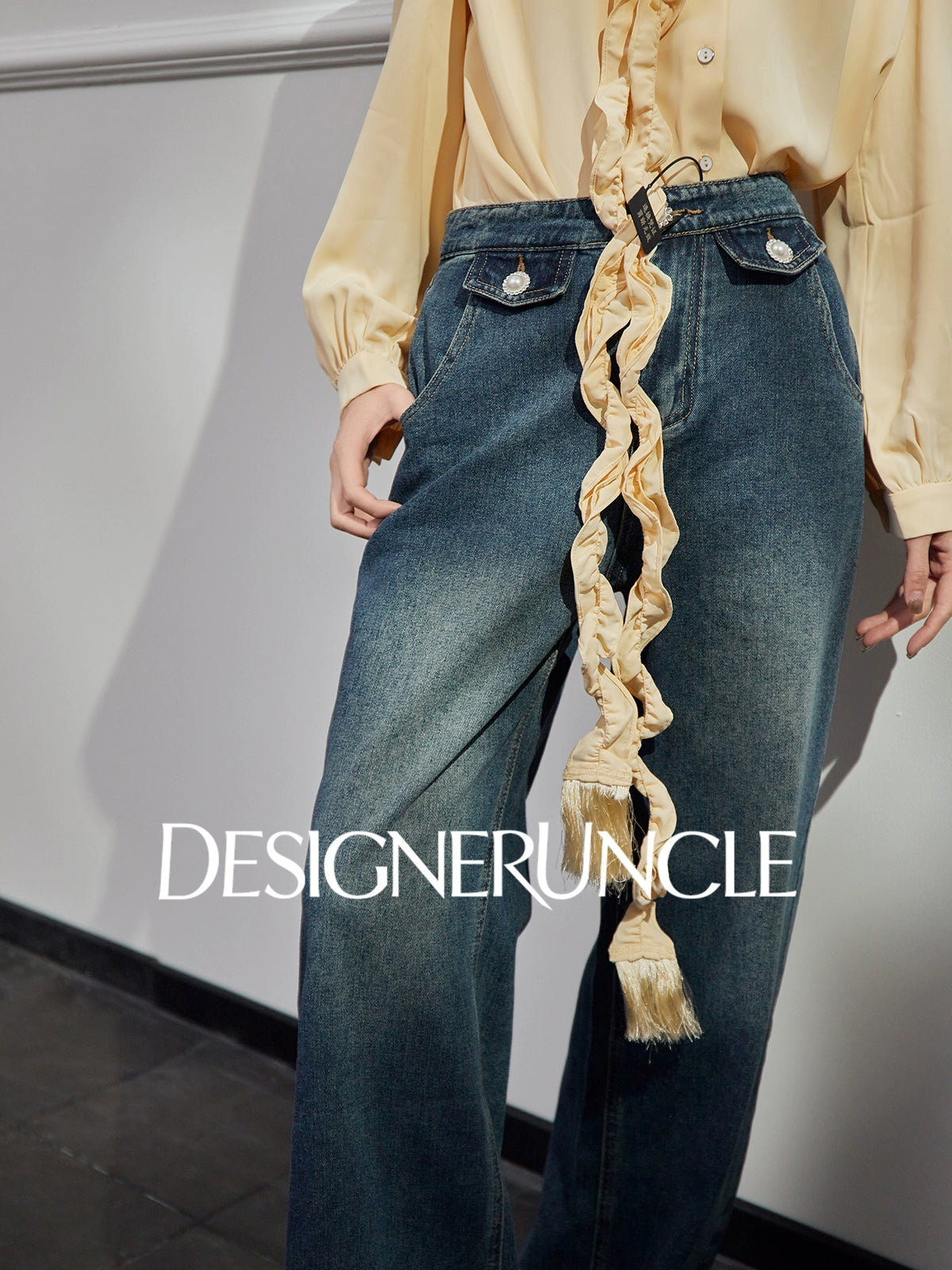 DGU "Lan Shape" Blue Jeans New Retro Wide-leg High-Waist Slimming Versatile Pants - VIE ?