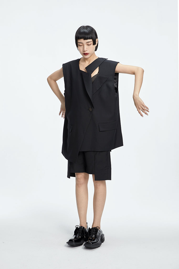 TINY IN misaligned collar silhouette midi vest women's suit -DODO