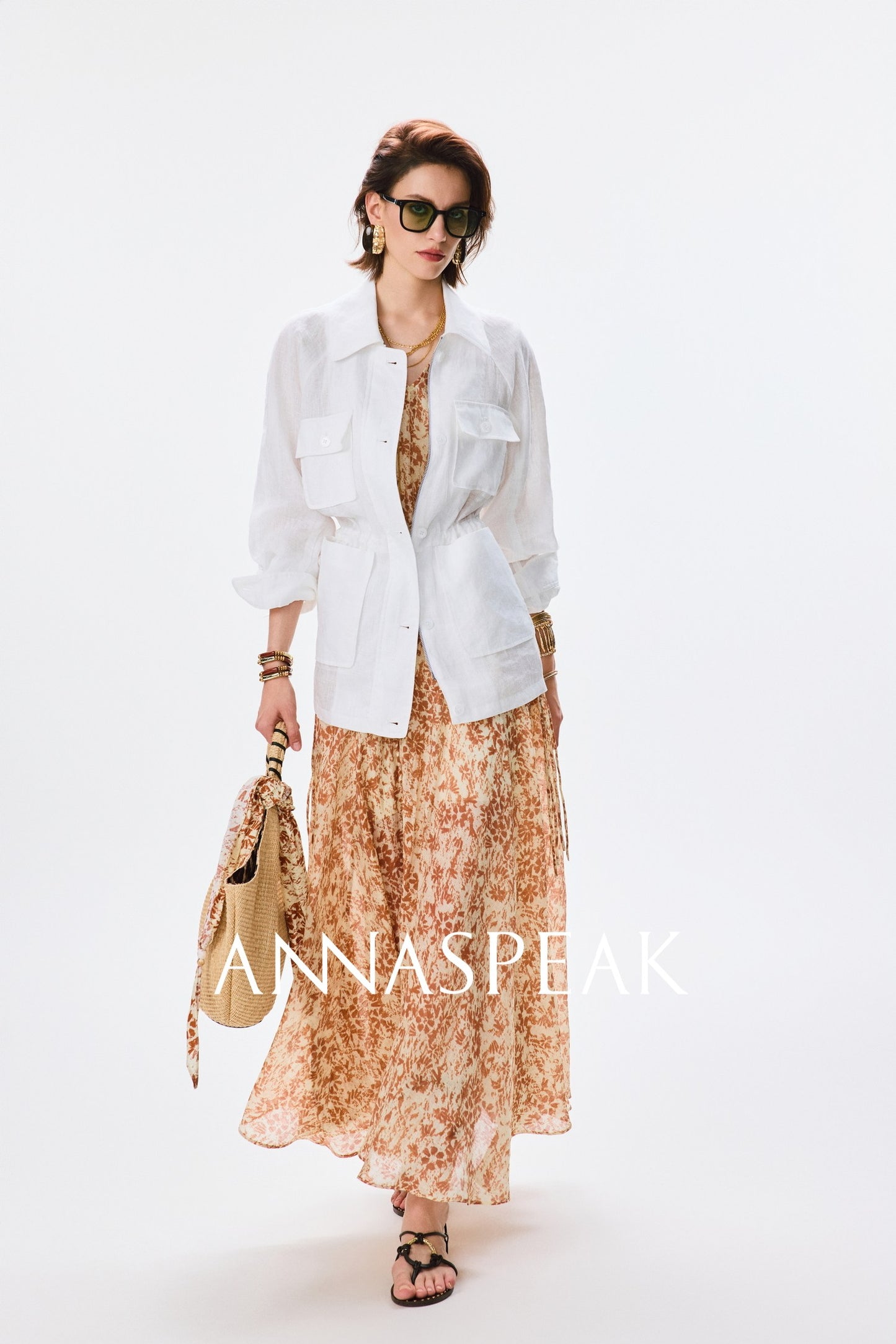 ANNASPEAK  linen light drawstring shunting jacket-SAYE.