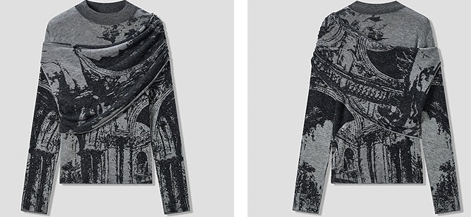 COMME MOI Lu Yan designer's new women's two-piece jacquard wool knitted sweater- TERRA.